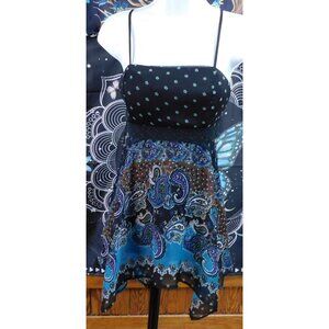 Pinky Vintage Paisley Boho Fairy Handkerchief Hem Top